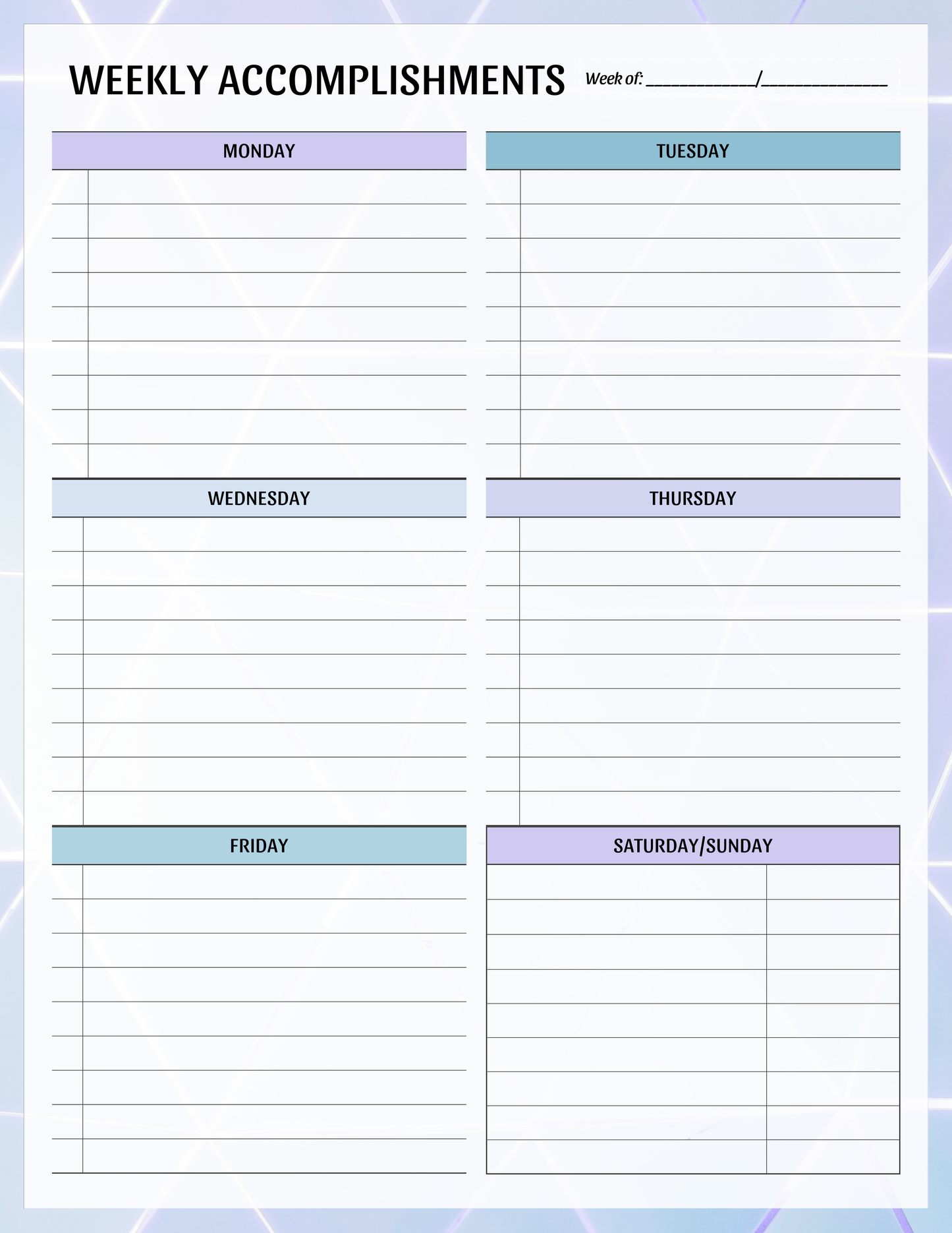 Weekly Accomplishments