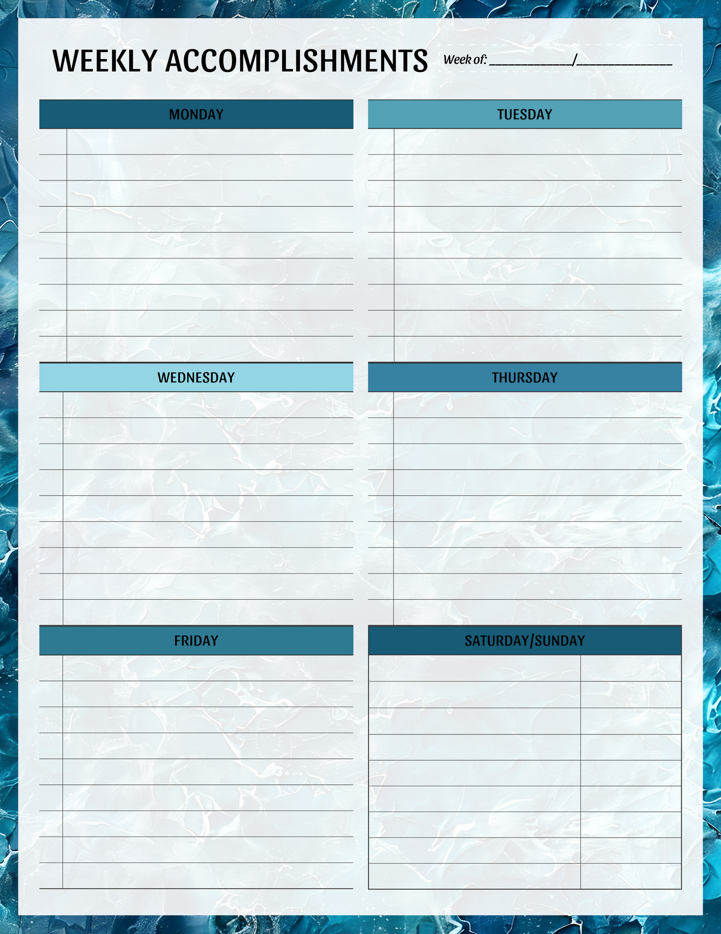 Weekly Accomplishments