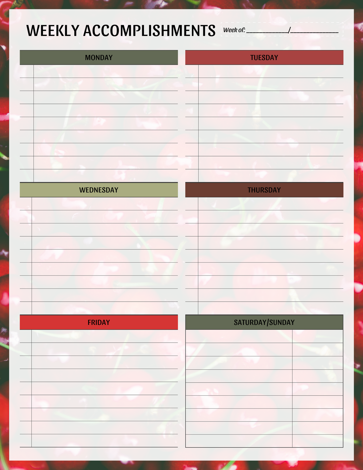 Weekly Accomplishments