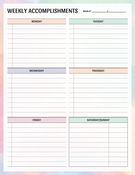 Weekly Accomplishments