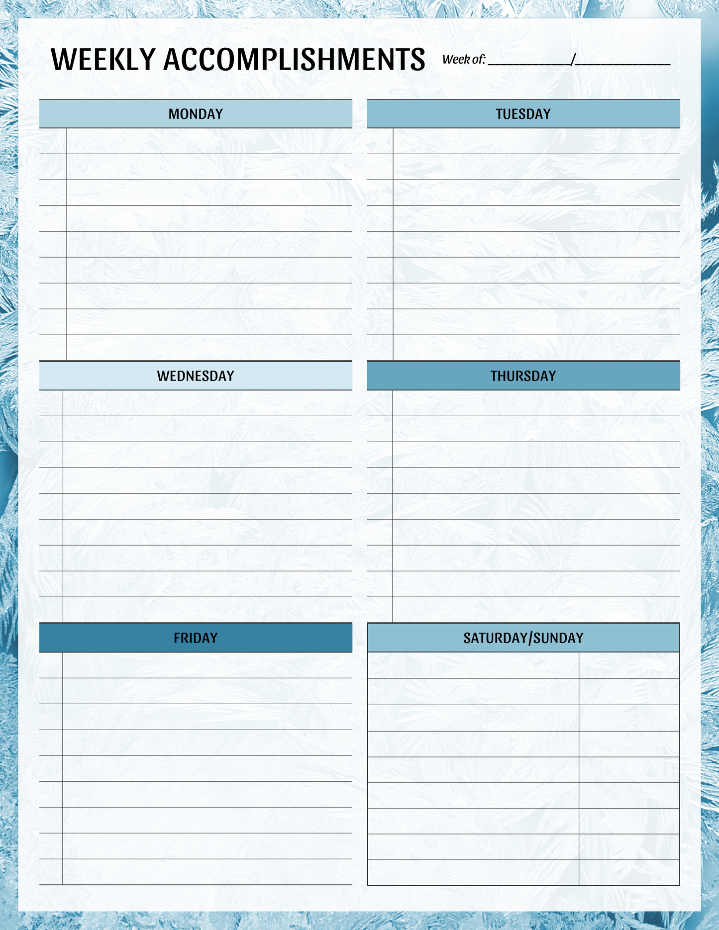 Weekly Accomplishments