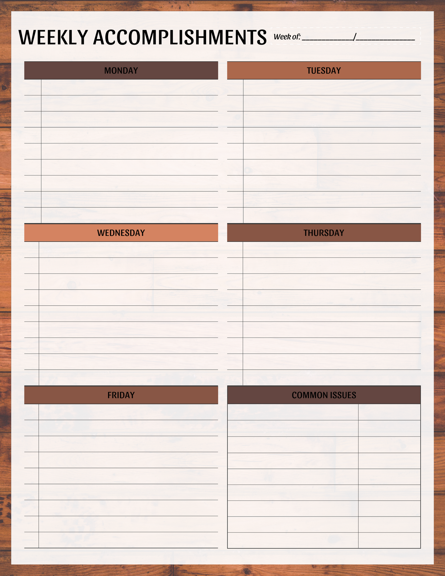 Weekly Accomplishments