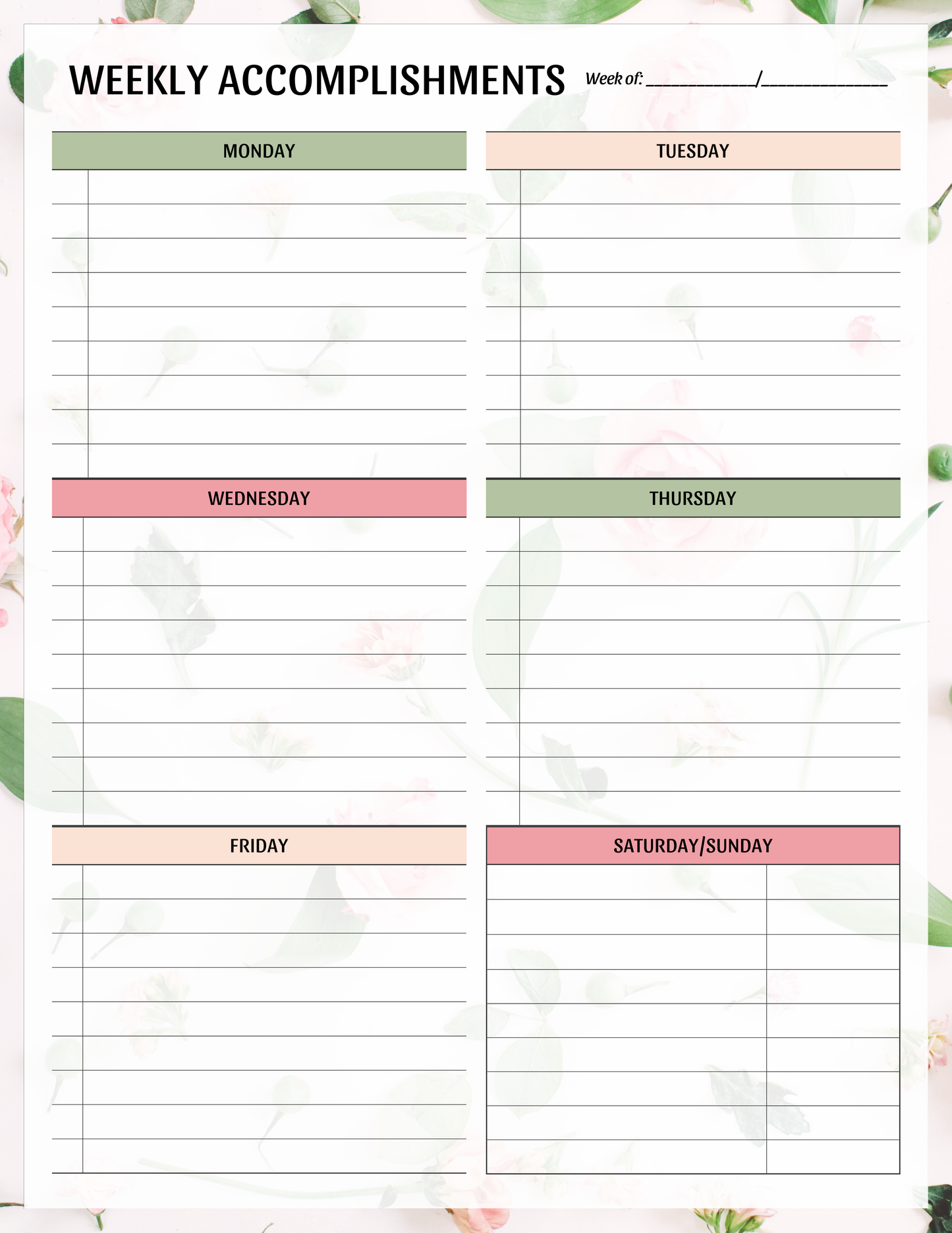 Weekly Accomplishments